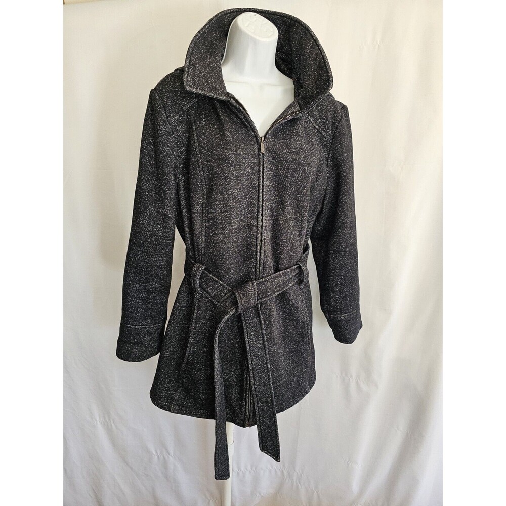 Jones New York Coat Women's Black Zip Up with Tie Size 1X *
